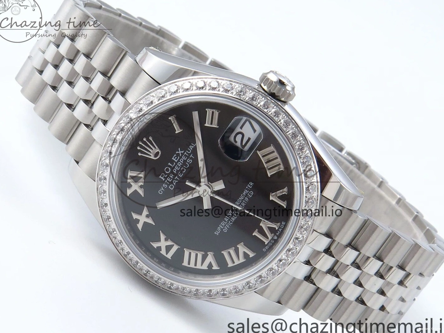 0510 DateJust 31 278384RBR ARF 1:1 Best Edition 904L Steel Black Roman Dial Diamonds Bezel on SS Jubilee Bracelet ETA SmoothTexture 449